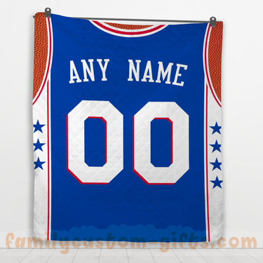 Custom Premium Quilt Blanket Philadelphia Jersey Basketball Personalized Quilt Gifts for Her & Him
